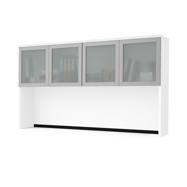 Bestar Pro-Concept Plus 72W Hutch with Frosted Glass Doors, White 110523-1117